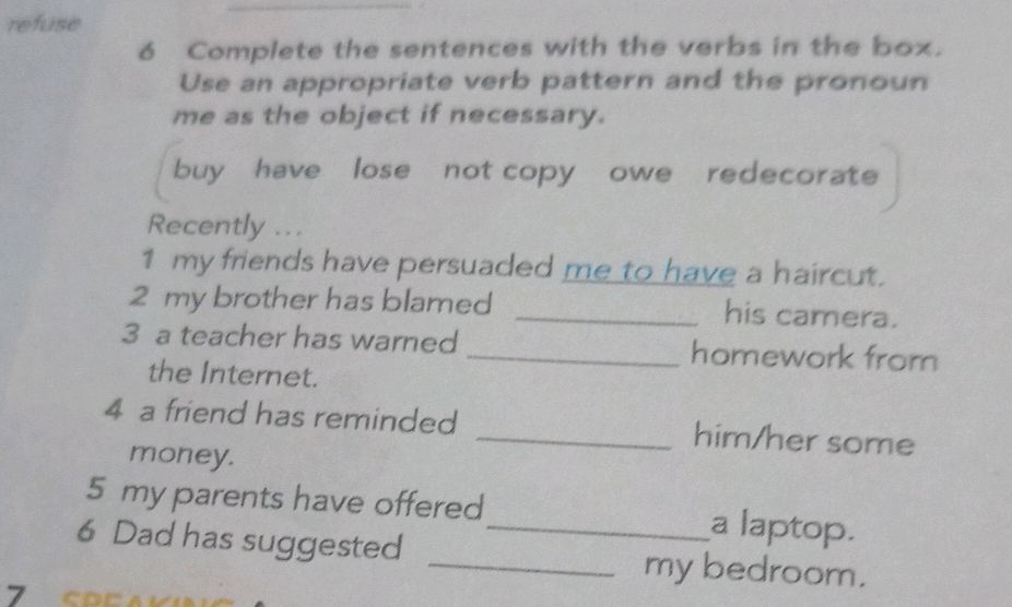 6 Complete the sentences with the verbs in | StudyX