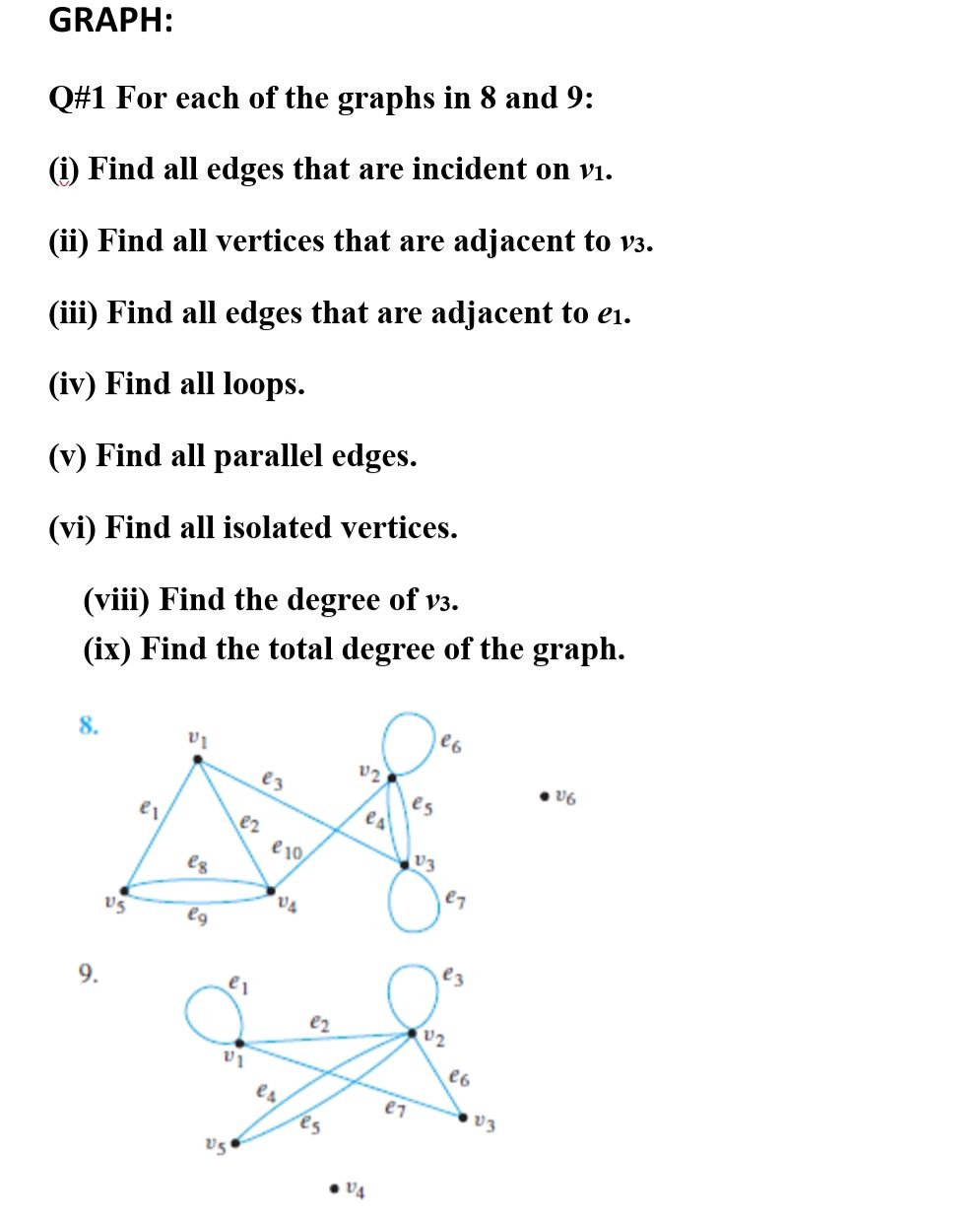Q#1 For each of the graphs in 8 and 9: (i) | StudyX