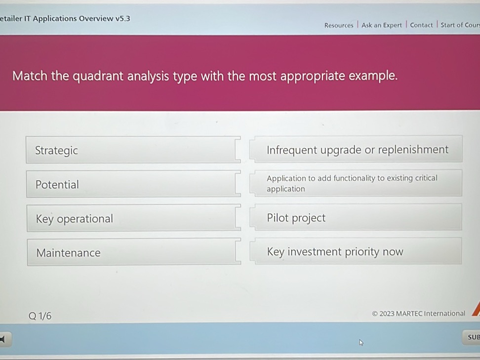 Match the quadrant analysis type with the | StudyX