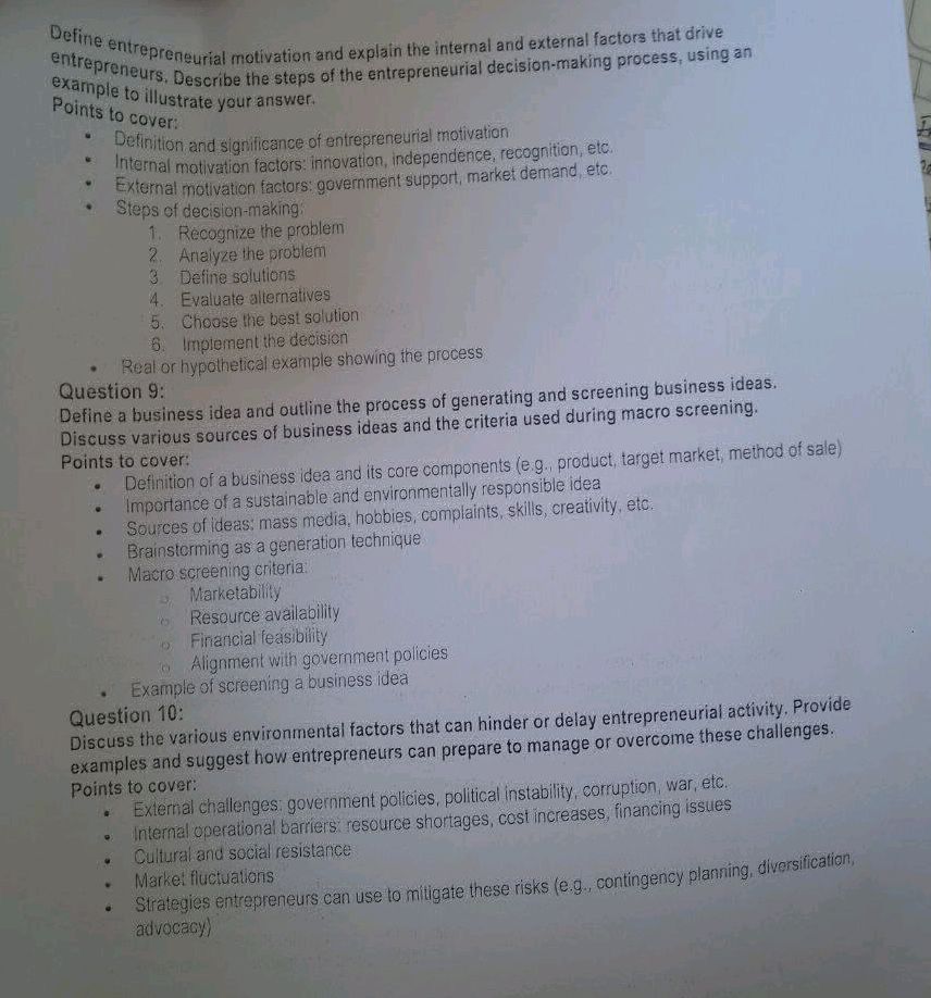 Define entrepreneurial motivation and | StudyX