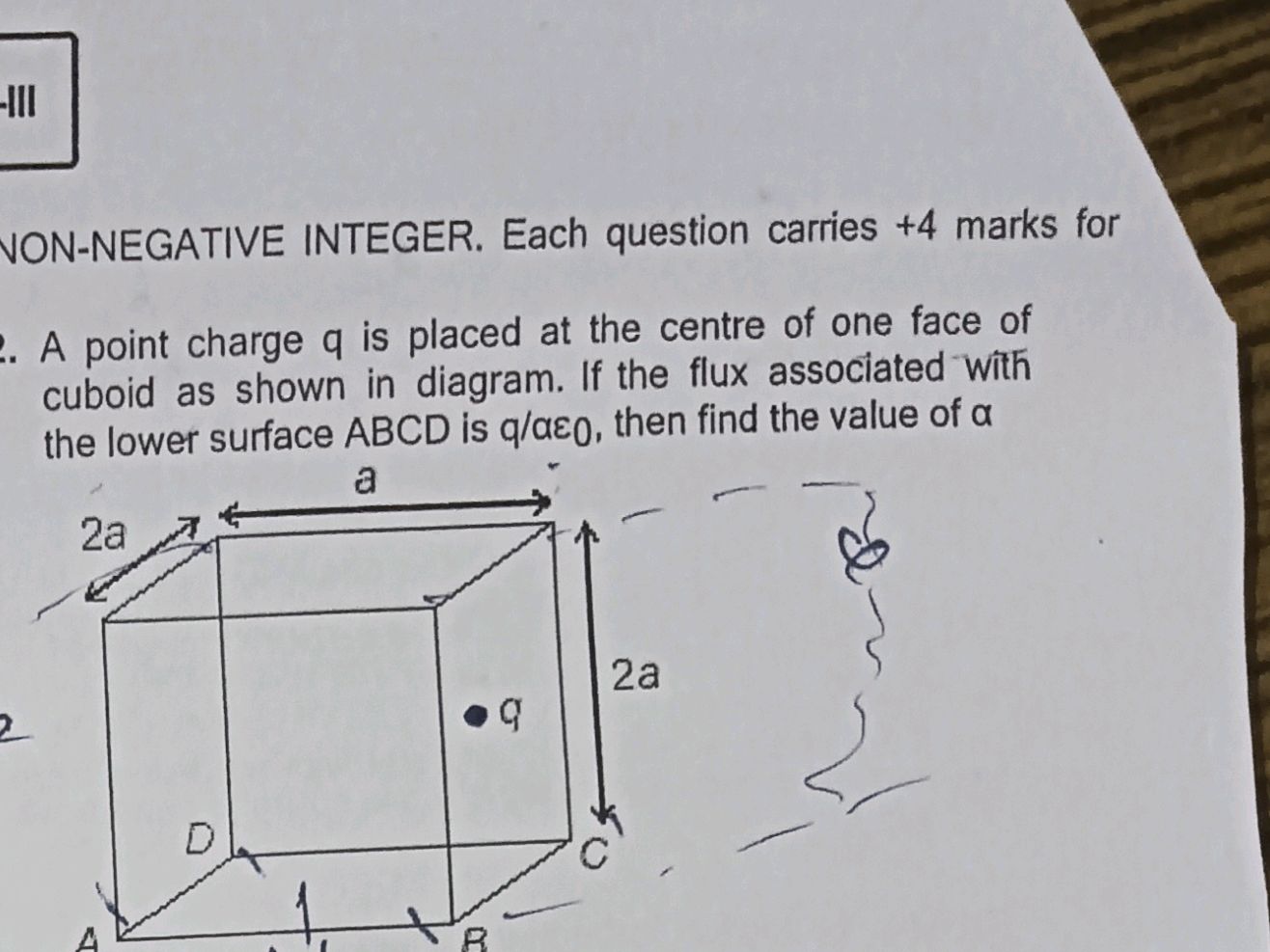 A point charge q is placed at the centre of