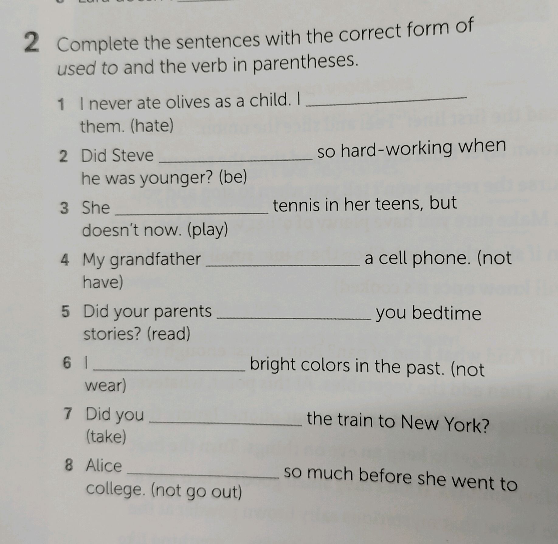 2 Complete the sentences with the correct