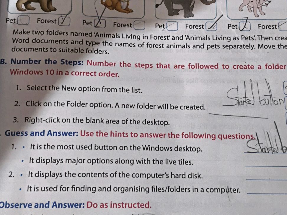 Make two folders named 'Animals Living in | StudyX