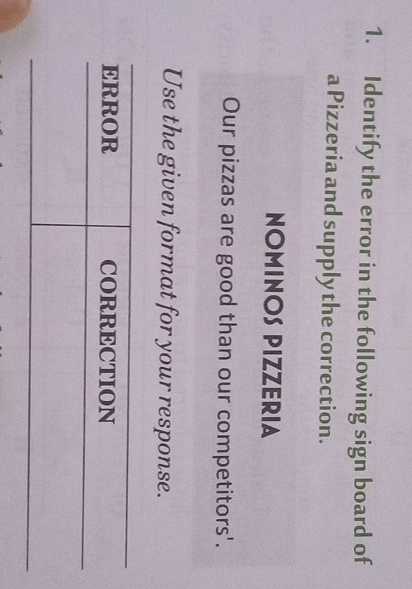 Identify the error in the following sign