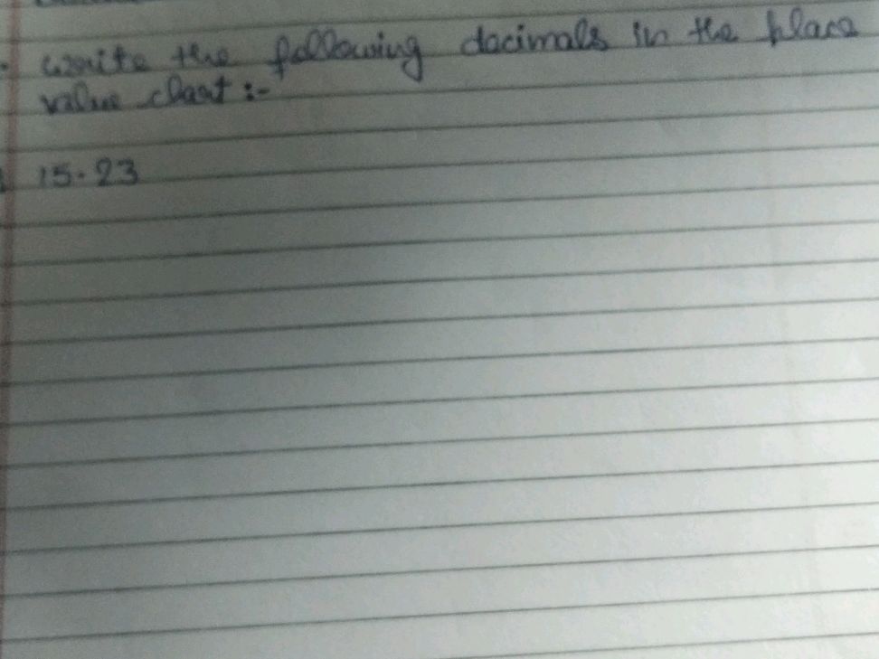 Write the following decimals in the place | StudyX