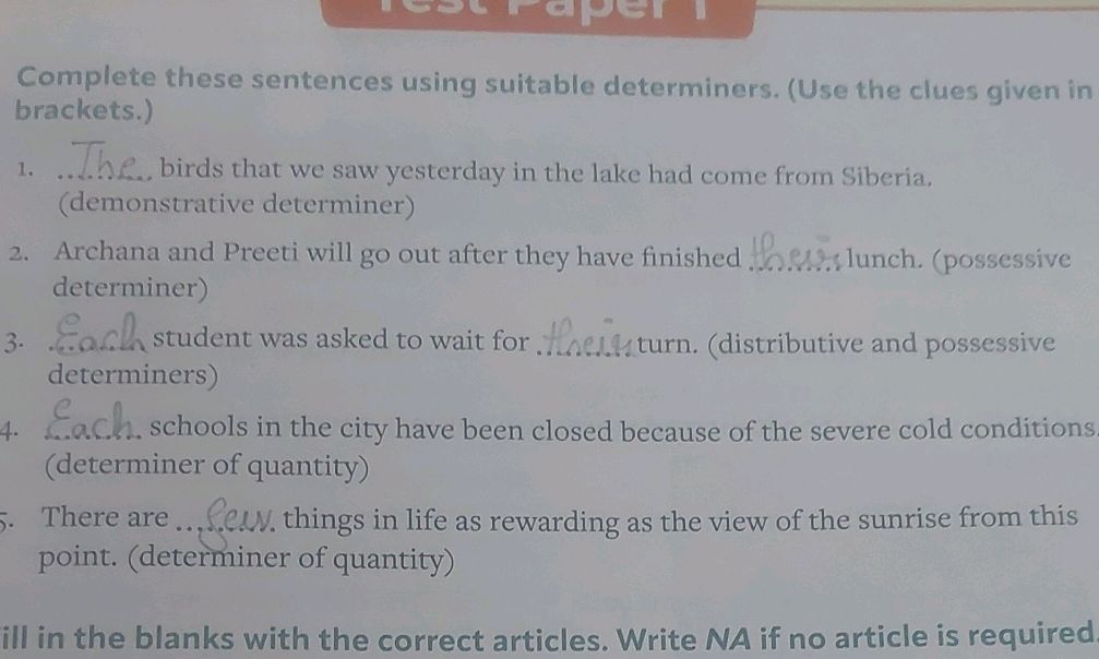 Complete these sentences using suitable | StudyX