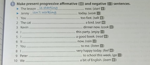 Is Making Present Progressive Make present progressive affirmative (+) and | StudyX