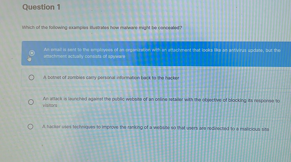 Question 1 Which of the following examples
