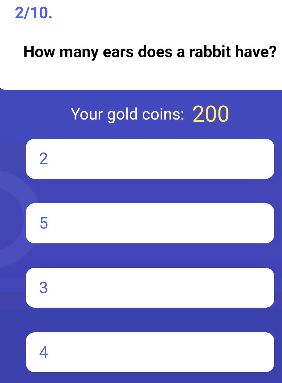 How many ears does a rabbit have? 2 5 3 4 | StudyX