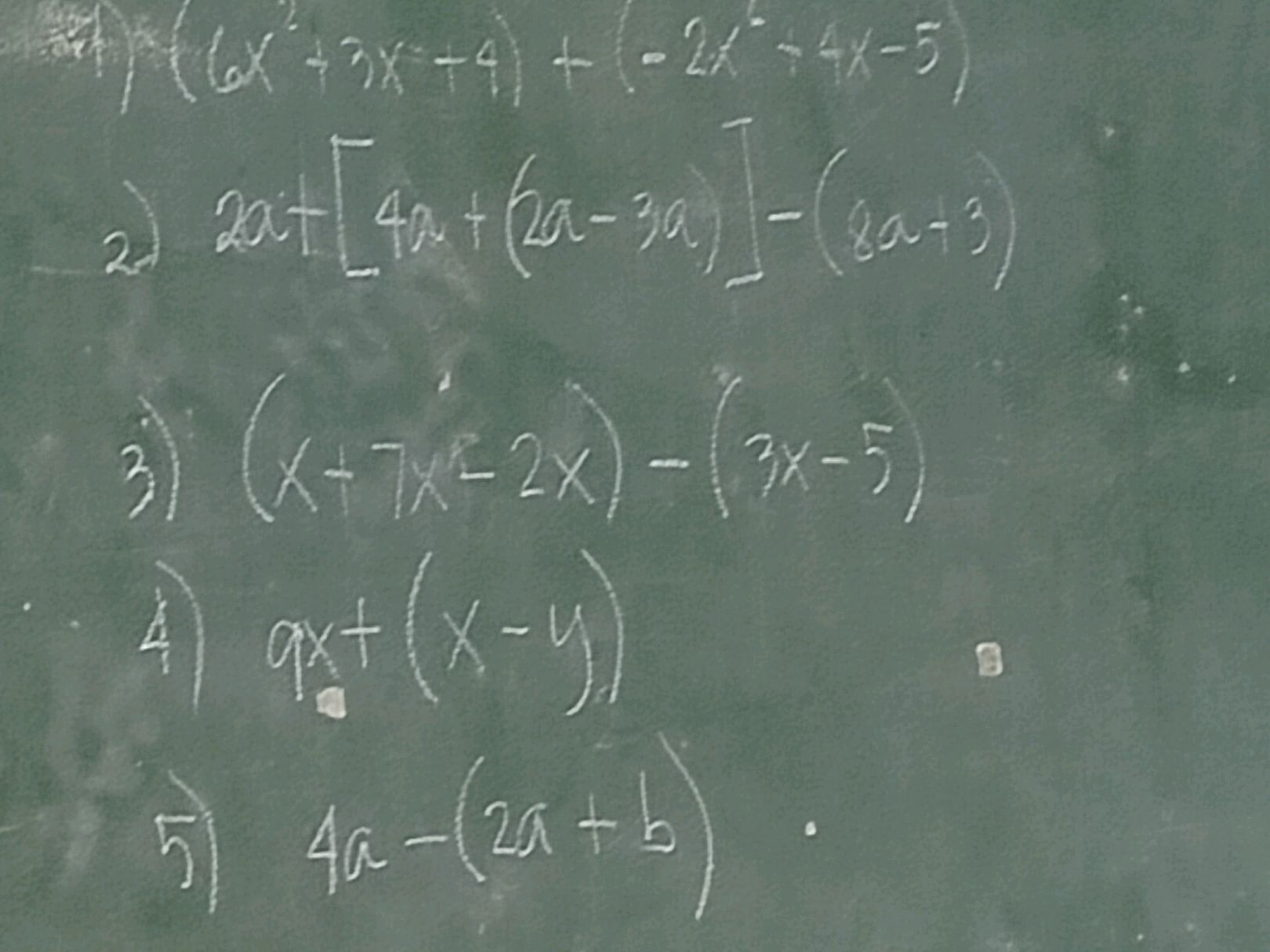 1) $(6x^2 + 3x + 4) + (-2x^2 + 4x - 5)$ 2) | StudyX