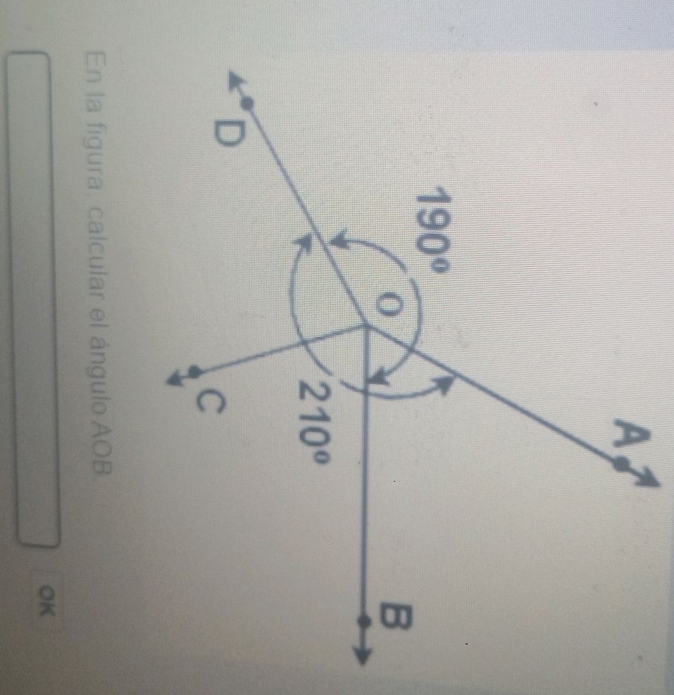 Calcular el ángulo AOB en la figura | StudyX