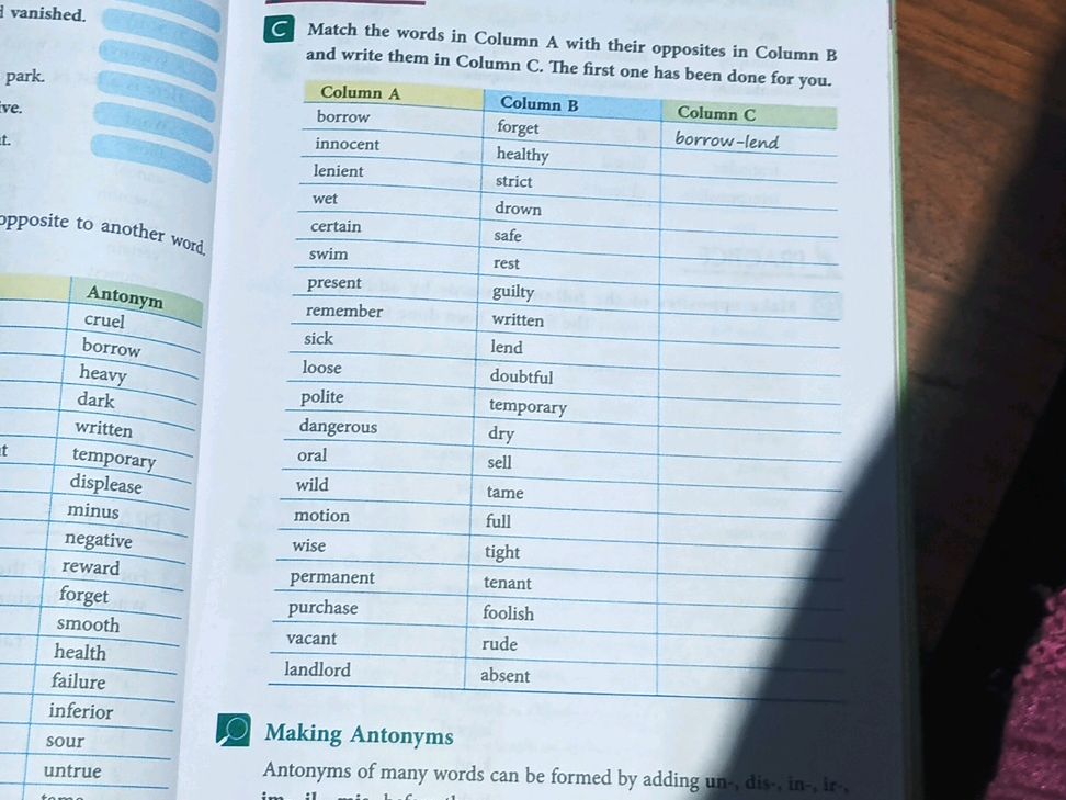 Match the words in Column A with their | StudyX