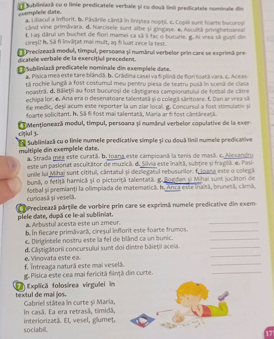 1. Subliniază cu o linie predicatele verbale | StudyX