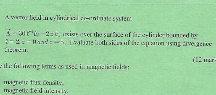 A vector field in cylindrical co-ordinate | StudyX