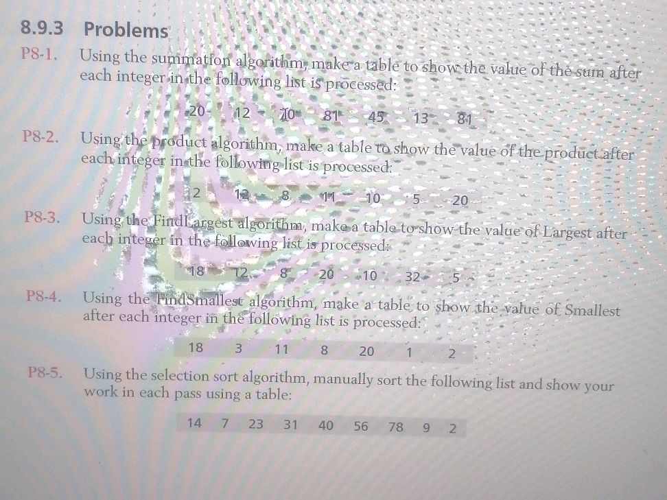 P8-1. Using the summation algorithm, make a | StudyX