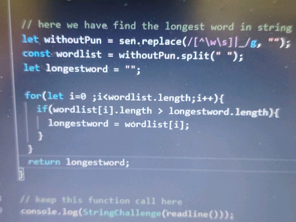 // here we have find the longest word in | StudyX