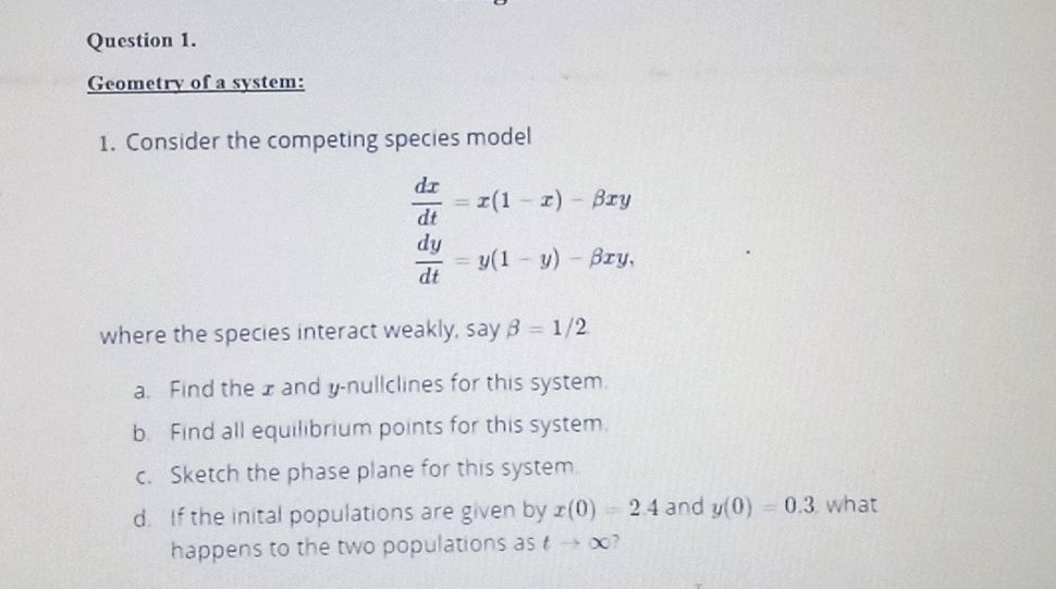 Question 1. Geometry of a system: 1. | StudyX