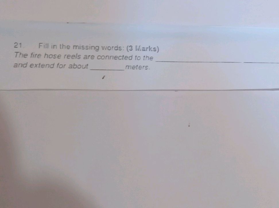 21. Fill in the missing words: (3 Marks) | StudyX