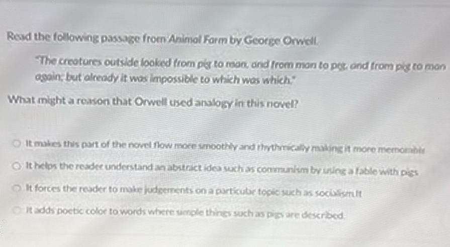 Read the following passage from Animal Farm | StudyX