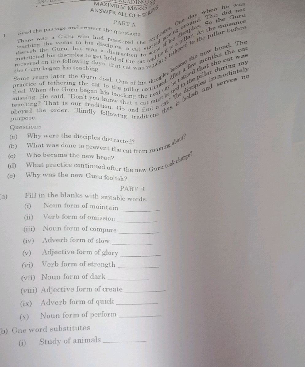 PART A Read the passage and answer the | StudyX