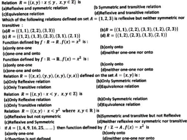 Relation R = {(x,y): x ≤ y, x,y ∈ Z} is (a) | StudyX