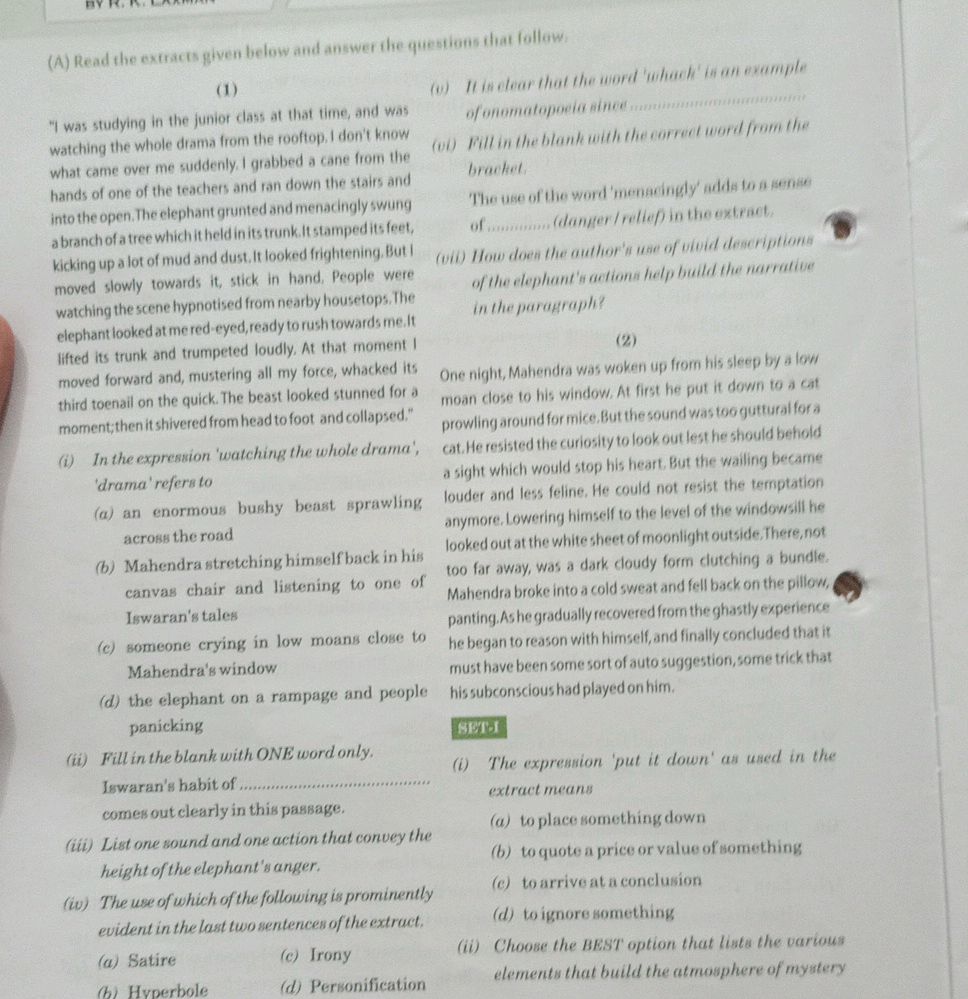 (A) Read the extracts given below and answer | StudyX