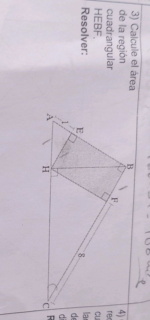 3) Calcule el área de la región cuadrangular | StudyX