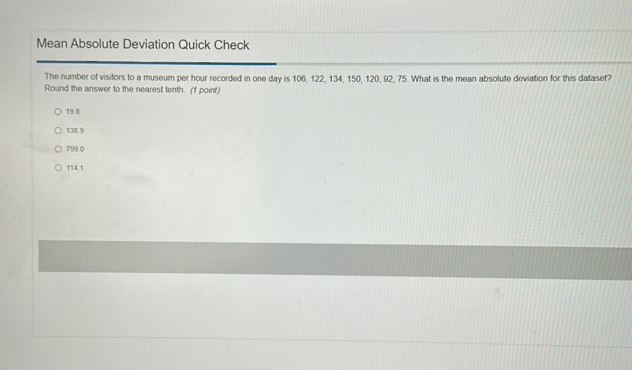 Mean Absolute Deviation Quick Check The | StudyX