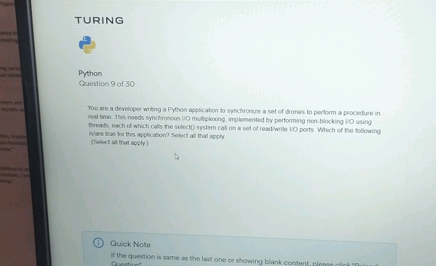 TURING Python Question 9 of 30 You are a | StudyX
