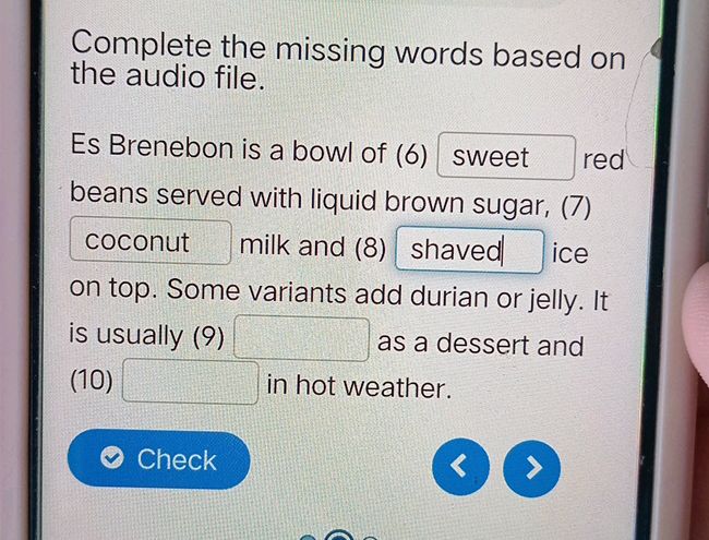 Complete the missing words based on the | StudyX