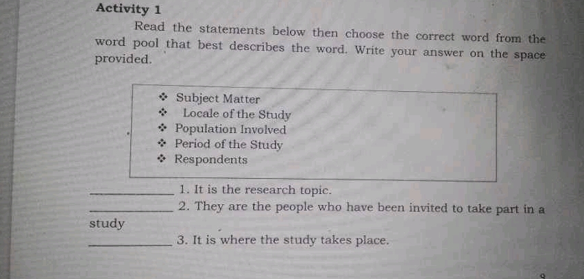 Activity 1 Read the statements below then | StudyX