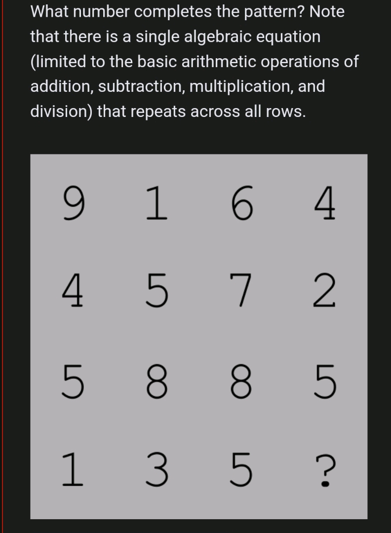 What number completes the pattern Note there