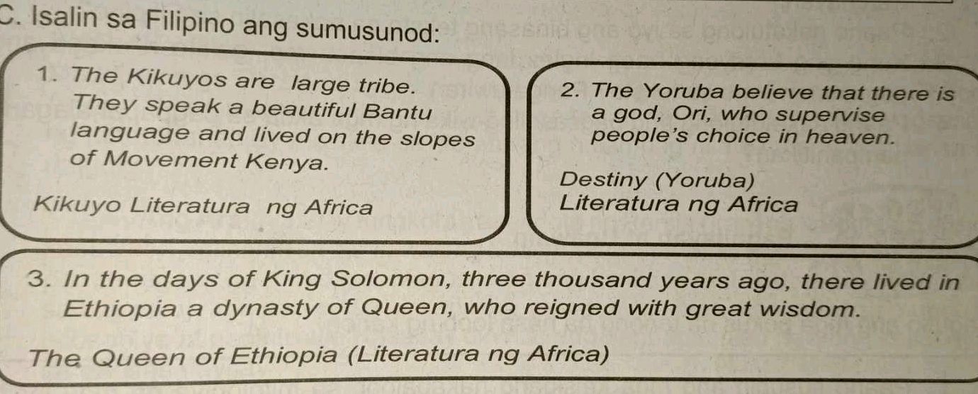 Isalin C Isalin sa Filipino ang sumusunod 1 The | StudyX