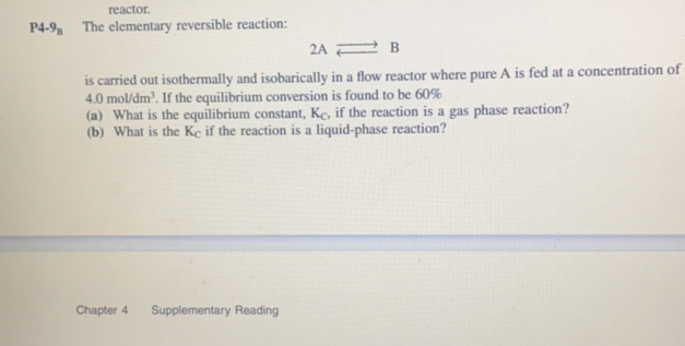 P4-9b The elementary reversible reaction 2A | StudyX
