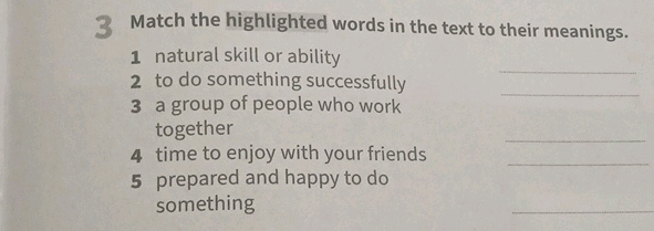 3 Match the highlighted words in the text to | StudyX