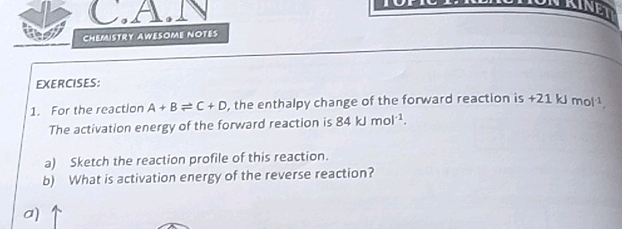 1 For the reaction A B C D the enthalpy | StudyX