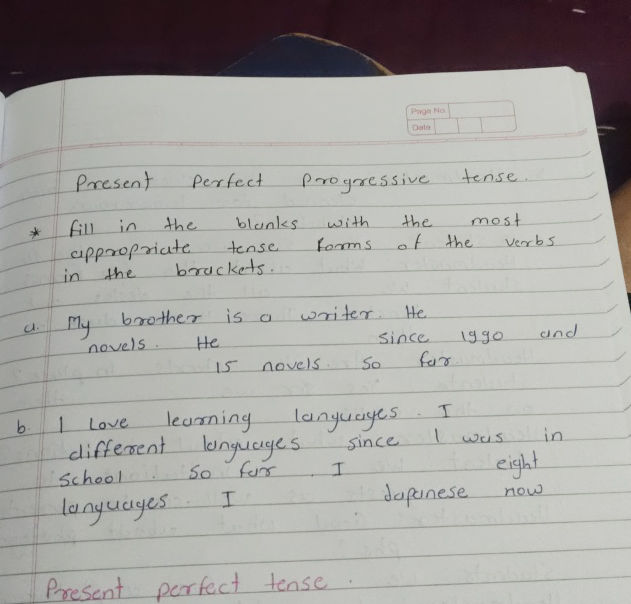 Present Perfect Progressive tense fill in | StudyX