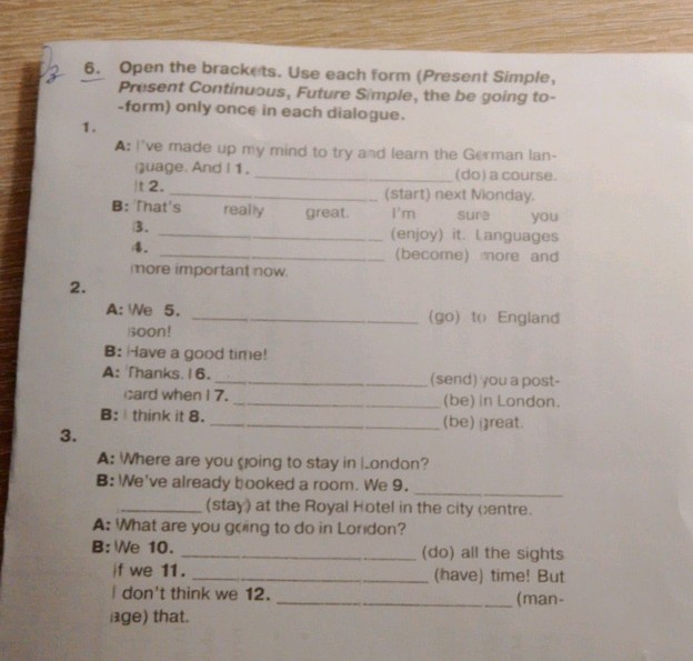 6 Open The Brackets Use Each Form Present Studyx