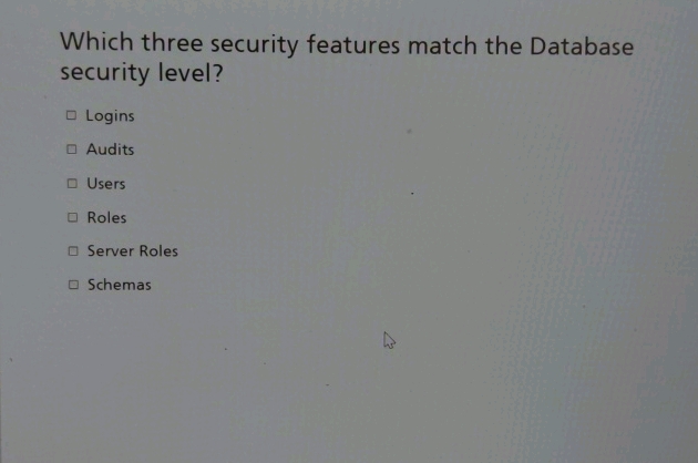Which three security features match the | StudyX