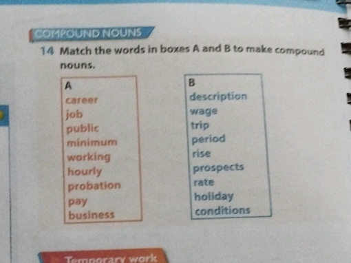 COMPOUND NOUNS 14 Match the words in boxes A | StudyX
