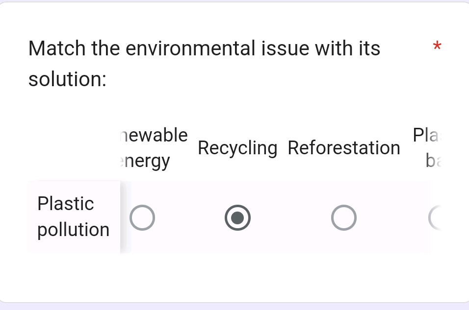 Match the environmental issue with its | StudyX