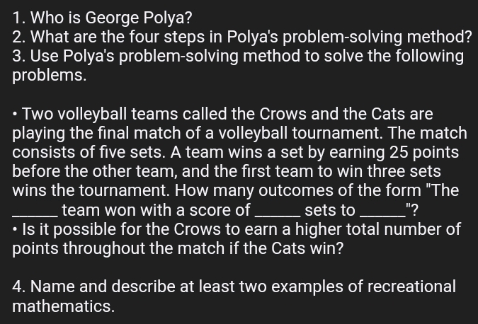 1 Who is George Polya 2 What are the four | StudyX