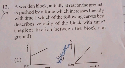 12 A wooden block initially at rest on the | StudyX