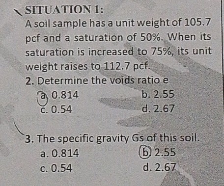 SITUATION 1 A soil sample has a unit weight