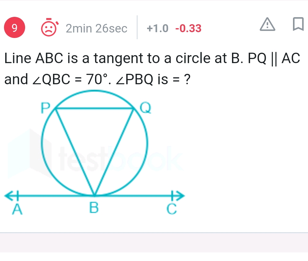 Line ABC is a tangent to a circle at B PQ | StudyX