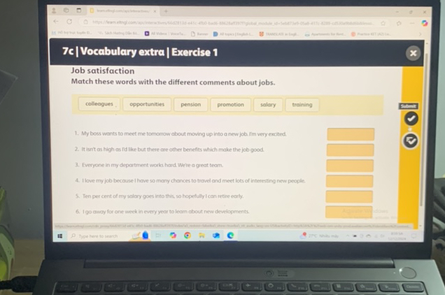 7c Vocabulary extra Exercise 1 Job | StudyX
