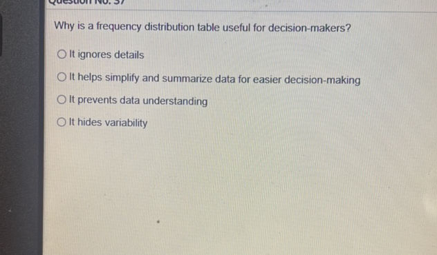 Why is a frequency distribution table useful | StudyX