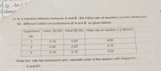 24 In a reaction between between A and B the | StudyX