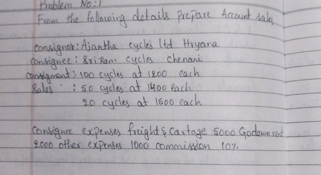 Problem No1 From the following details | StudyX