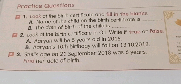 Practice Questions 1 Look at the birth | StudyX
